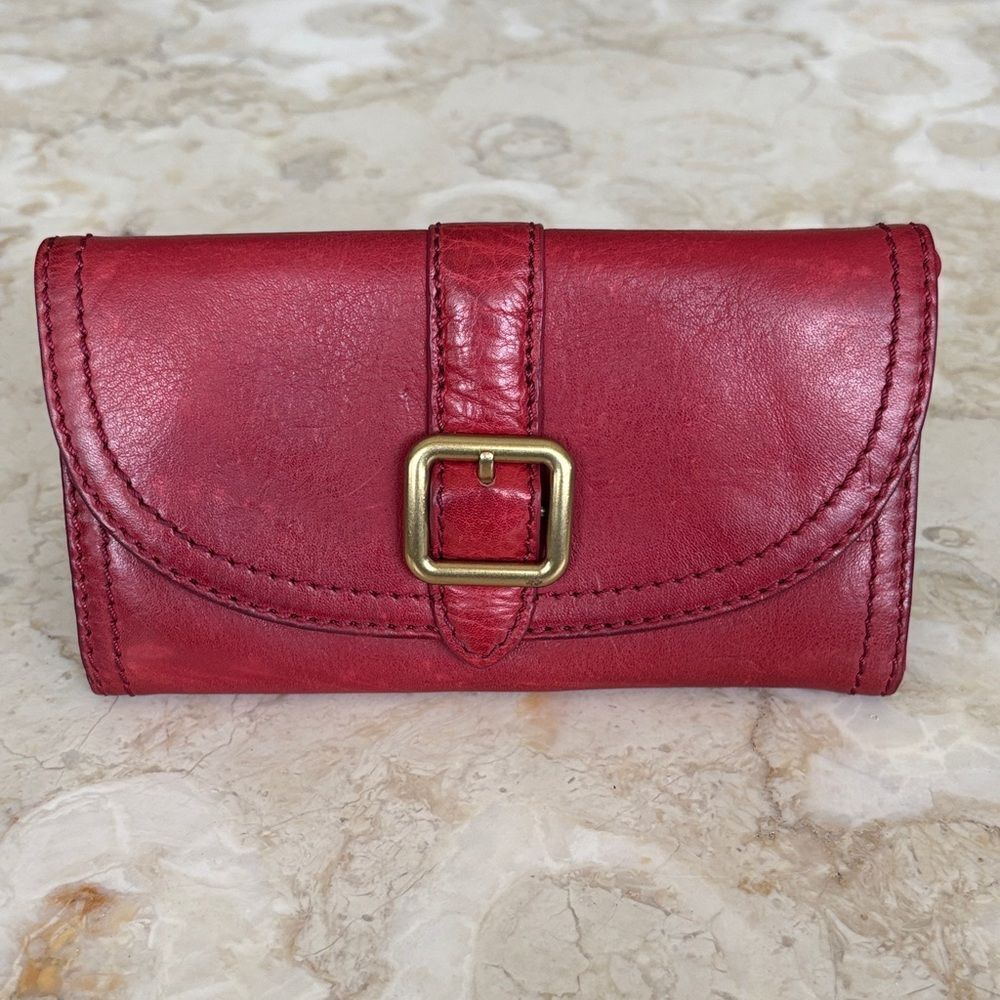 Frye Claude Brass Buckle Leather Wallet